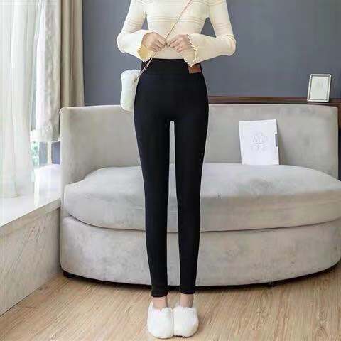 Fleece Lined Leather Label Leggings for Women