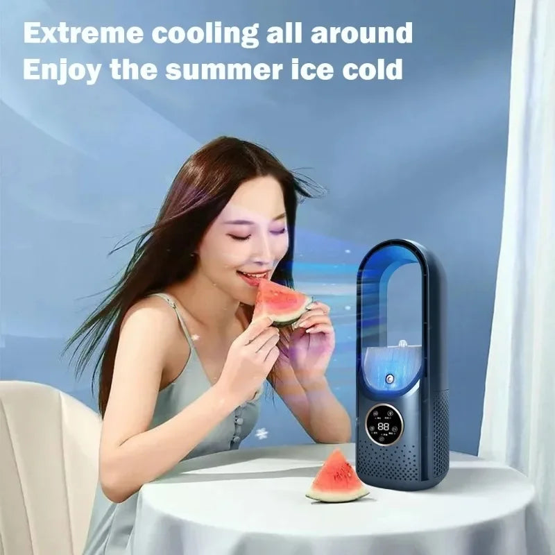 Portable Mini Air Conditioner USB Air Cooler Fan Bladeless 6 Speed Silent Cooling Fan with Timer Desktop Personal Space Cooler