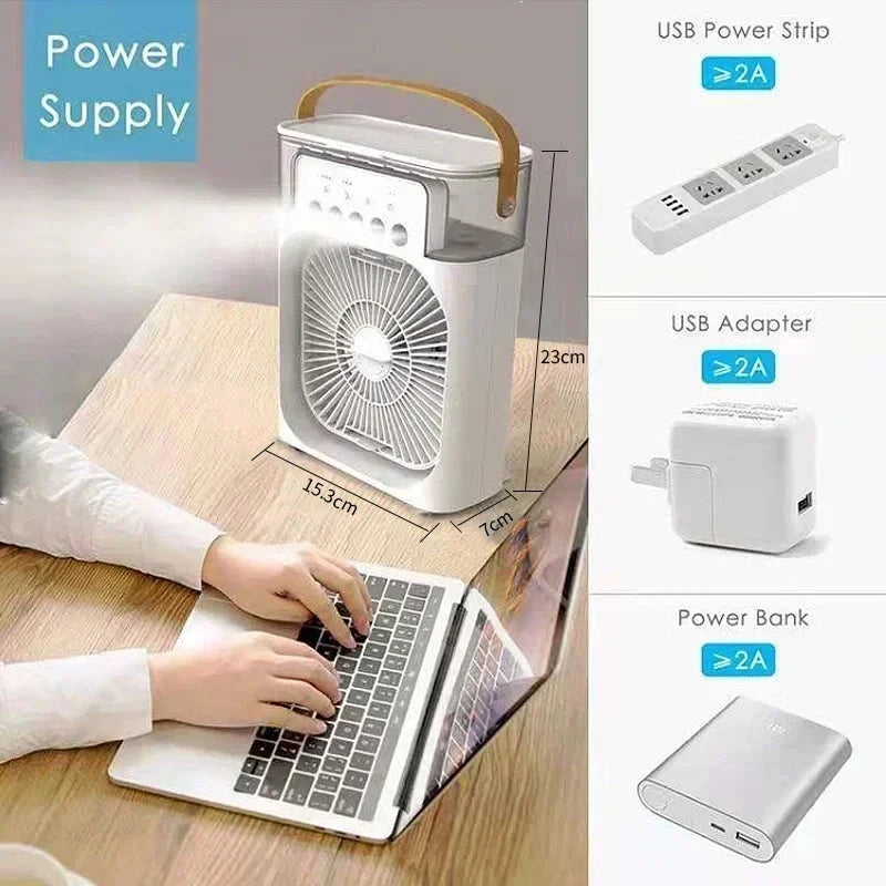 CoolMist™  3-in-1 Portable Air Cooler | Personal Cooling Fan, Humidifier & LED Night Light | USB Desktop Mini Air Conditioner