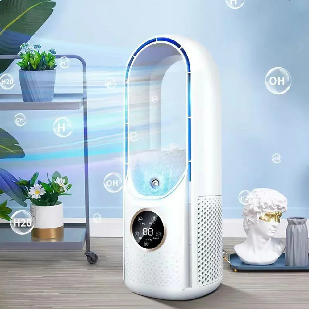 Portable Mini Air Conditioner USB Air Cooler Fan Bladeless 6 Speed Silent Cooling Fan with Timer Desktop Personal Space Cooler