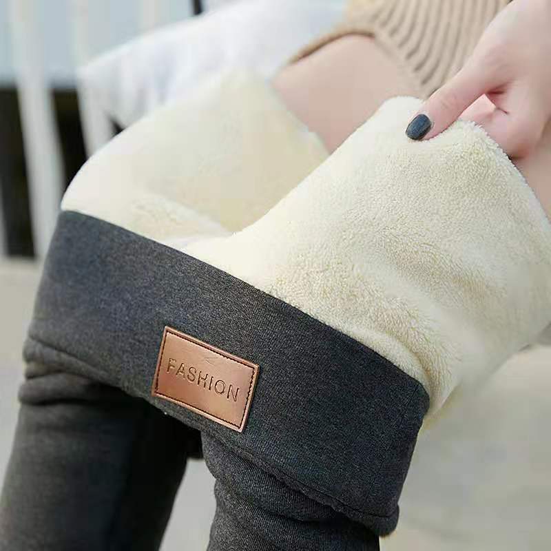 Fleece Lined Leather Label Leggings for Women
